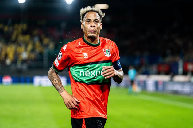 2026-08-19 NEC Nijmegen v FK Bodo Glimt - UEFA Champions League 2026 27 Play-Offs First Leg NIJMEGEN, NETHERLANDS - AUGUST 19: Tjaronn Chery of NEC Nijmegen looks on during the UEFA Champions League 2026 27 Play-Offs First Leg match between NEC Nijmegen and FK Bodo Glimt at Goffertstadium on August 19, 2026 in Nijmegen, Netherlands. (Photo by Gabriel Calvino Alonso BSR Agency) Nijmegen Netherlands Content not available for redistribution in The Netherlands directly or indirectly through any third parties. Copyright: xBSRxAgencyx