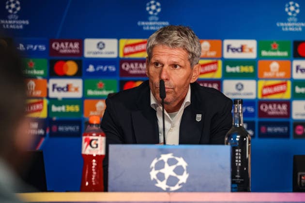 SOCCER - UEFA CL, Celtic vs LASK GLASGOW,SCOTLAND,19.AUG.26 - SOCCER - UEFA Champions League, play-off, Celtic Glasgow vs Linzer ASK. Image shows head coach Dietmar Kuehbauer (LASK) during the press conference, PK, Pressekonferenz  GEPAxpictures xManuelxBinder