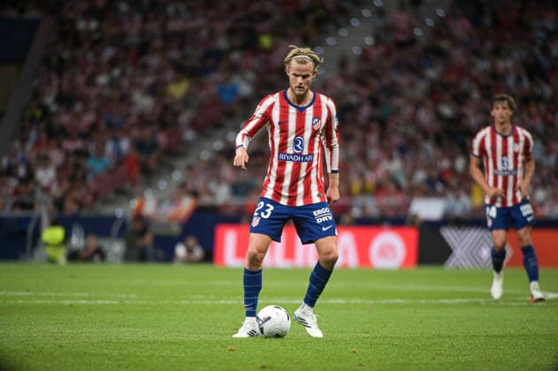 ESP: Atletico de Madrid vs Malaga CF - La Liga EA Sports MADRID, SPAIN - AUGUST 19: Morten Hjulmand of Atletico de Madrid during the match between AtlÃ tico de Madrid and Malaga CF of La Liga EA Sports on August 19, 2026 at Riyadh Air Metropolitano Stadium in Madrid, Spain. (Photo by Samuel Carreno) Madrid Madrid Madrid Spain Copyright: xSamuelxCarrenox samcargad_190826_141-112