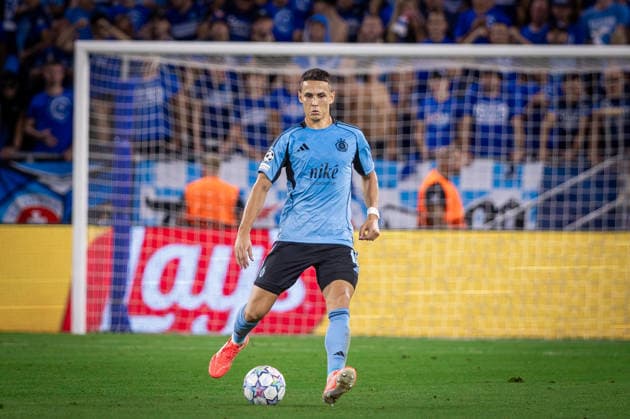 SLOVAN BRATISLAVA - CELJE Svetozar Markovic of Slovan on the ball during the first leg of play off round of UEFA Champions league football match between SK SLovan Bratislava and Celje at the Tehelne Pole Narodny futbalovy stadion. Bratislava, Slovakia, August 19, 2026. Copyright: xx 080A0195