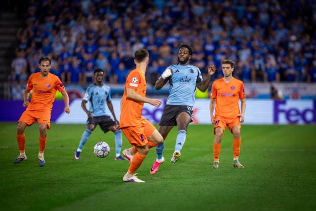 SLOVAN BRATISLAVA - CELJE Sandro Cruz of Slovan during the first leg of play off round of UEFA Champions league football match between SK SLovan Bratislava and Celje at the Tehelne Pole Narodny futbalovy stadion. Bratislava, Slovakia, August 19, 2026. Copyright: xx 080A9490