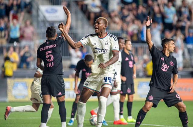 August 19, 2026, Chester, Pennsylvania, United States: Philadelphia UnionÃ¢â‚¬â ¢s NEIL PIERRE (44) celebrates after scoring a goal against Inter Miami during the match at Subaru Park in Chester PA Chester United States - ZUMArf1_ 20260819_zaf_rf1_011 Copyright: xRickyxFitchettx