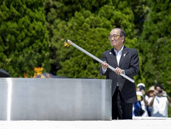 Asian Games in Aichi, torch-lighting ceremony in Hiroshima