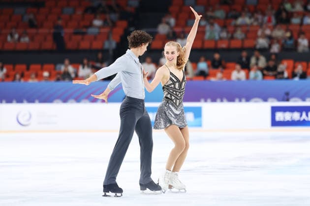 XI AN, CHINA - AUGUST 20: Zoe Bianchi and Daniel Basile perform in the Junior Ice Dance rhythm dance on day 1 of the ISU Figure skating, Eiskunstlauf Junior Grand Prix Xi an 2026 on August 20, 2026 in Xi an, Shaanxi Province of China.  Copyright: xVCGx 111661020695