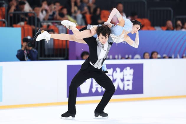 XI AN, CHINA - AUGUST 20: Li Zhixuan and Ge Quanshuo perform in the Junior Ice Dance rhythm dance on day 1 of the ISU Figure skating, Eiskunstlauf Junior Grand Prix Xi an 2026 on August 20, 2026 in Xi an, Shaanxi Province of China.  Copyright: xVCGx 111661021138