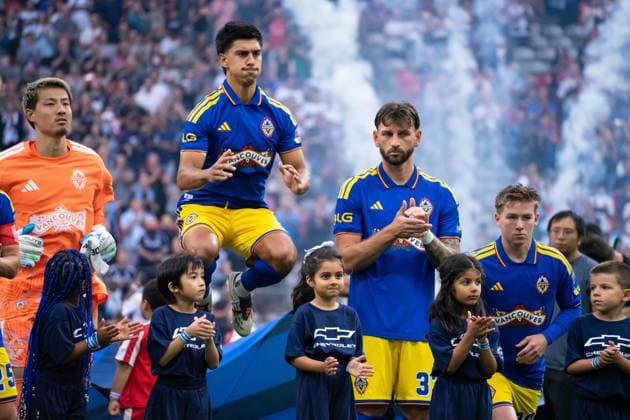 VANCOUVER, CANADA - AUGUST 19: Mathias Laborda of Vancouver Whitecaps FC jumps in the air after the national anthems before the Major League Soccer match between Vancouver Whitecaps FC and Houston Dynamo FC at BC Place Stadium on August 19, 2026 in Vancouver, British Columbia, Canada.  Copyright: xAmyxElle SPPx Sportspressphoto_SPR211179