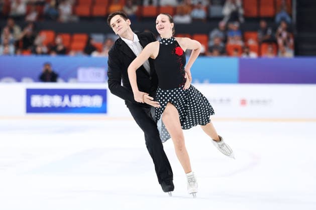 XI AN, CHINA - AUGUST 20: Varvara Rauhen and Mikhail Prusiankou perform in the Junior Ice Dance rhythm dance on day 1 of the ISU Figure skating, Eiskunstlauf Junior Grand Prix Xi an 2026 on August 20, 2026 in Xi an, Shaanxi Province of China.  Copyright: xVCGx 111661021839