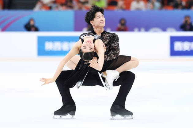 XI AN, CHINA - AUGUST 20: Leina You and Henrick Chan perform in the Junior Ice Dance rhythm dance on day 1 of the ISU Figure skating, Eiskunstlauf Junior Grand Prix Xi an 2026 on August 20, 2026 in Xi an, Shaanxi Province of China.  Copyright: xVCGx 111661022853