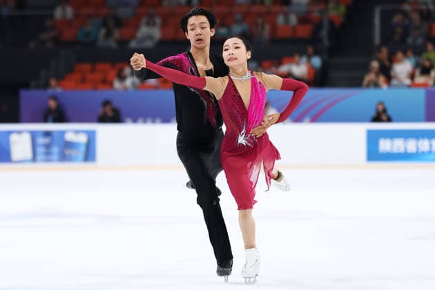 XI AN, CHINA - AUGUST 20: Kang Xinyue and Hao Shibo perform in the Junior Ice Dance rhythm dance on day 1 of the ISU Figure skating, Eiskunstlauf Junior Grand Prix Xi an 2026 on August 20, 2026 in Xi an, Shaanxi Province of China.  Copyright: xVCGx 111661029186