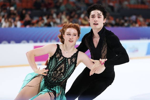 XI AN, CHINA - AUGUST 20: Dessie Abigail Hoewing-Moxley and Artyom Sladkov perform in the Junior Ice Dance rhythm dance on day 1 of the ISU Figure skating, Eiskunstlauf Junior Grand Prix Xi an 2026 on August 20, 2026 in Xi an, Shaanxi Province of China.  Copyright: xVCGx 111661029081