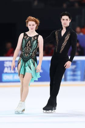 XI AN, CHINA - AUGUST 20: Dessie Abigail Hoewing-Moxley and Artyom Sladkov perform in the Junior Ice Dance rhythm dance on day 1 of the ISU Figure skating, Eiskunstlauf Junior Grand Prix Xi an 2026 on August 20, 2026 in Xi an, Shaanxi Province of China.  Copyright: xVCGx 111661029078