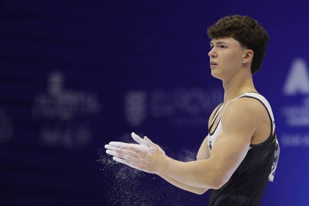 Radomyr Stelmakh, GER, during seniors qualification at 2026 Europeans in Zagreb; 19 08 2026; *** Radomyr Stelmakh, GER, during the senior qualifying round at the 2026 European Championships in Zagreb on August 19, 2026 