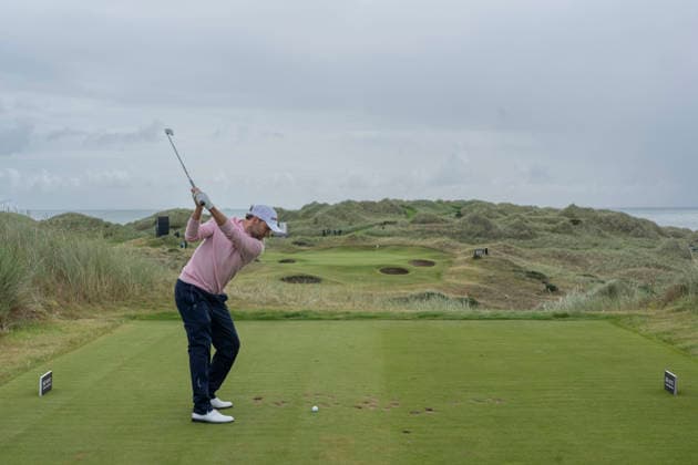 BALMEDIE, SCOTLAND - AUG 20: Maximilian Kieffer (GER) plays from the thirteenth tee during Round 1 at the 2026 Nexo Championship at the Trump International Golf Links, Balmedie on August 20, 2026 in Aberdeenshire, Scotland The 2026 Nexo Championship