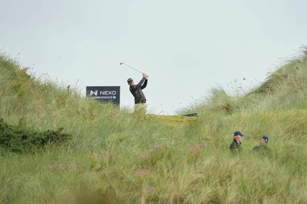 BALMEDIE, SCOTLAND - AUG 20: Niklas Norgaard Moller (DEN) plays from the thirteenth tee during Round 1 at the 2026 Nexo Championship at the Trump International Golf Links, Balmedie on August 20, 2026 in Aberdeenshire, Scotland The 2026 Nexo Championship