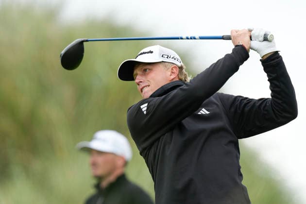 BALMEDIE, SCOTLAND - AUG 20: Martin Couvra (FRA) plays from the eighteenth tee during Round 1 at the 2026 Nexo Championship at the Trump International Golf Links, Balmedie on August 20, 2026 in Aberdeenshire, Scotland The 2026 Nexo Championship