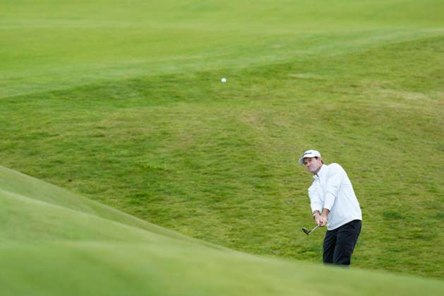 BALMEDIE, SCOTLAND - AUG 20: Ricardo Gouveia (POR) plays from the rough on the seventeenth hole during Round 1 at the 2026 Nexo Championship at the Trump International Golf Links, Balmedie on August 20, 2026 in Aberdeenshire, Scotland The 2026 Nexo Championship