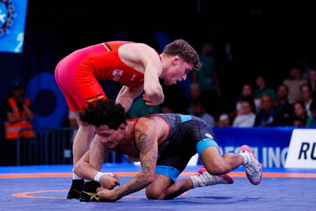 U20 World Championships 61kg FS - Moses Isaiah Mendoza Garza (MEX) df. Eliah Aaron Lucyga (GER) *** U20 World Championships, 61 kg Freestyle: Moses Isaiah Mendoza Garza (MEX) def. Eliah Aaron Lucyga (GER) Copyright: xKostadinxAndonovx