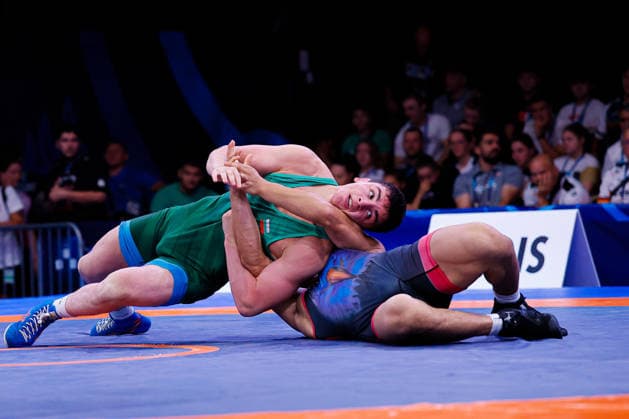 U20 World Championships 86kg FS - Alan Taymurazovich Tigiev (BUL) df. Bilguundalai Purevdagva (MGL) *** U20 World Championships, 86 kg Freestyle: Alan Taymurazovich Tigiev (BUL) defeated Bilguundalai Purevdagva (MGL) Copyright: xKostadinxAndonovx
