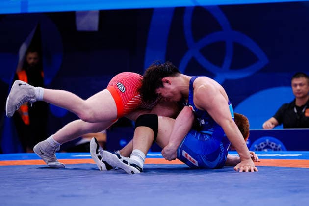 U20 World Championships 86kg FS - Aeoden James Sinclair (USA) df. Natsura Okazawa (JPN) *** U20 World Championships, 86kg Freestyle: Aeoden James Sinclair (USA) defeated Natsura Okazawa (JPN) Copyright: xKostadinxAndonovx