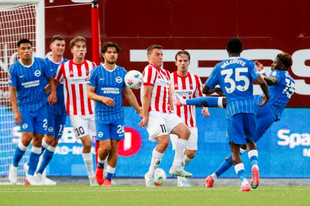 Conference Leauge menn, play-off 2026: Tromso - Brighton Tromso 20260820. Brightons Ibrahim Osman med et skudd pa mal under playoff-kampen i Conference League-kvalifiseringen i fotball mellom Tromso og Brighton pa Romssa Arena. Foto: Rune Stoltz Bertinussen NTB Tromso Norge EDITORIAL USE ONLY. RESTRICTED USE FOR BETTING COMPANIES Ref:_SPOOOIYCa9vB6g.jpg *** Conference League Men, 2026 Playoffs: Tromsø vs. Brighton, Tromsø, August 20, 2026. Brighton’s Ibrahim Osman takes a shot on goal during the Conference League qualifying playoff match between Tromsø and Brighton at Romssa Arena. Photo by Rune Stoltz Bertinussen, NTB, Tromsø, Norway. EDITORFOR MEDIA USE ONLY; RESTRICTED USE FOR BETTING COMPANIES  Copyright: xRunexStoltzxBertinussenx xNTBx