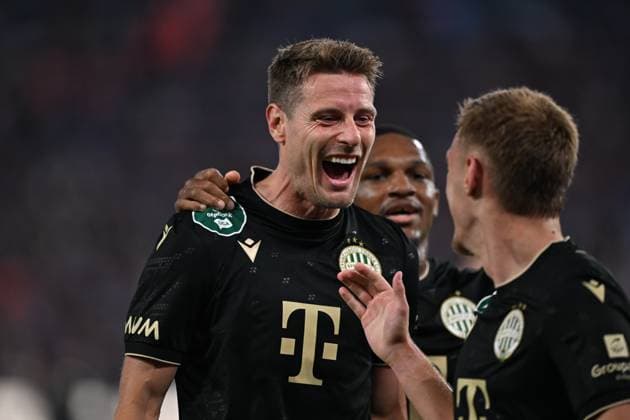 Trabzonspor v Ferencvaros - UEFA Europa League TRABZON, TURKIYE - AUGUST 20: Kristoffer Zachariassen (L) of Ferencvaros celebrates after scoring a goal during the first leg of the UEFA Europa League play-off round between Trabzonspor and Ferencvaros at Papara Park in Trabzon, Turkiye, on August 20, 2026. Hakan Burak Altunoz Anadolu Trabzon Turkey. Editorial use only. Please get in touch for any other usage.  Copyright: x2026xAnadoluxHakanxBurakxAltunozx