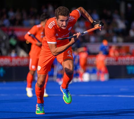 Hockey World Cup Day Six Jonas de Geus of Netherlands in action during the match against Japan in the 2026 FIH Hockey World Cup at Wagener Stadium, Amstelveen 20 08 2026 UK Newspapers OUT Copyright: xGraemexWilcocksonx FIL-23805-0041