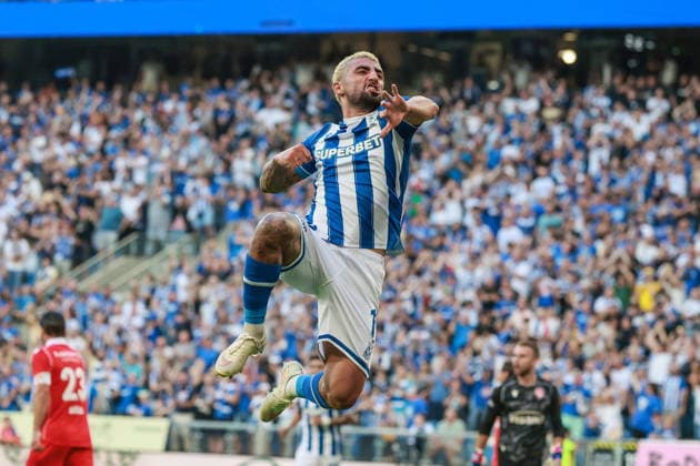 20.08.2026 POZNAN, ENEA STADION PRZY BULGARSKIEJ PILKA NOZNA (FOOTBALL), KWALIFIKACJE UEFA EUROPA LEAGUE ( UEFA EUROPA LEAGUE PLAY-OFFS 1ST LEG ), SEZON 2026 2027 MECZ LECH POZNAN - FC THUN NZ. ALLAHYAR SAYYDMANESH RADOSC BRAMKA GOL SYLWETKA FOTO JAKUB PIASECKI CYFRASPORT NEWSPIX.PL --- newspix.pl POLAND OUT! 