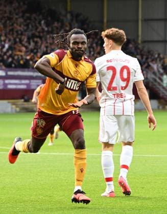 Regan Charles-Cook of Motherwell celebrates scoring Motherwell v Freiburg, UEFA Conference League, Play-Off Round, First Leg, Football, Fir Park, Motherwell, Scotland, UK - 20 Aug 2026Motherwell Fir Park Scotland United Kingdom  Copyright: xMarkxRunnacles Shutterstockx 17108687u
