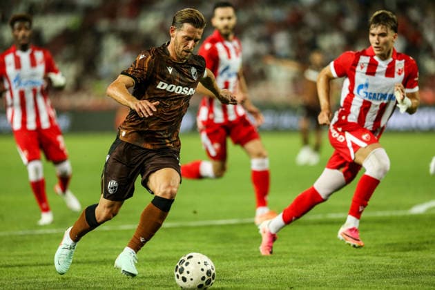 FK Crvena zvezda v FC Viktoria Plzen - UEFA Europa League BELGRADE, SERBIA - AUGUST 20: Players in action during the UEFA Europa League playoff round first-leg match between FK Crvena zvezda and FC Viktoria Plzen at Red Star Stadium in Belgrade, Serbia on August 20, 2026. Filip Stevanovic Anadolu Belgrade Serbia. Editorial use only. Please get in touch for any other usage.  Copyright: x2026xAnadoluxFilipxStevanovicx