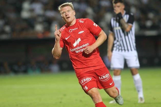 Conference League i fotball 2026: PAOK-Brann Thessaloniki 20260820. Branns Kristian Eriksen feirer sin 0-1 scoring under playoff-kampen i Conference League-kvalifiseringen i fotball mellom PAOK og Brann pa Toumba Stadium. Foto: Spiros Makridis NTB Thessaloniki Hellas EDITORIAL USE ONLY. RESTRICTED USE FOR BETTING COMPANIES Ref:_SPOL-vmE88K5Y4.jpg *** 2026 Conference League in Soccer: PAOK vs. Brann, Thessaloniki, August 20, 2026. Brann s Kristian Eriksen celebrates his 0-1 goal during the playoff match in the Conference League soccer qualifiers between PAOK and Brann at Toumba Stadium. Photo: Spiros Makridis, NTB Thessaloniki, Greece EDITORIAL USE ONLY RESTRICTED USE FOR BETTING COMPANIES  Copyright: xSpirosxMakridisx xNTBx