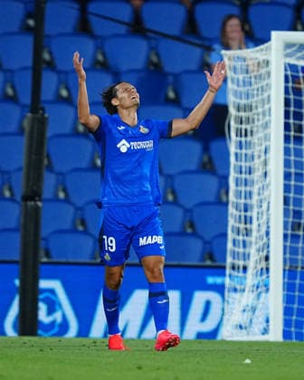 Getafe CF v FK Partizan - UEFA Conference League 2026 27 Play-offs 1st Leg Enes Unal of Getafe CF celebrates his team s first goal during the UEFA Conference League 2026 27 play-offs first leg match between Getafe CF and FK Partizan at Estadio Coliseum on August 20, 2026 in Getafe, Spain. Getafe Estadio Coliseum Madrid Spain Copyright: xGokhanxTanerx xPSxImagesxGokhanxTanerx