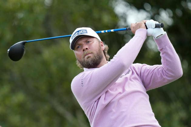 BALMEDIE, SCOTLAND - AUG 20: Daniel Brown (ENG) plays from the tenth tee during Round 1 at the 2026 Nexo Championship at the Trump International Golf Links, Balmedie on August 20, 2026 in Aberdeenshire, Scotland The 2026 Nexo Championship