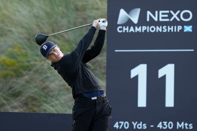 BALMEDIE, SCOTLAND - AUG 20: John Vogelpohl (USA) during Round 1 at the 2026 Nexo Championship at the Trump International Golf Links, Balmedie on August 20, 2026 in Aberdeenshire, Scotland The 2026 Nexo Championship