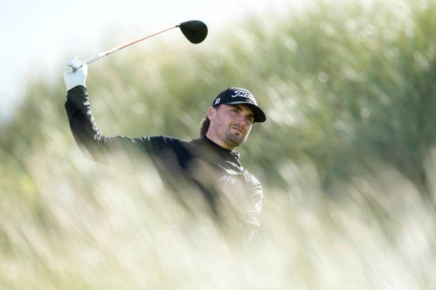 BALMEDIE, SCOTLAND - AUG 20: Cameron Adam (SCO) plays from the eleventh tee during Round 1 at the 2026 Nexo Championship at the Trump International Golf Links, Balmedie on August 20, 2026 in Aberdeenshire, Scotland The 2026 Nexo Championship