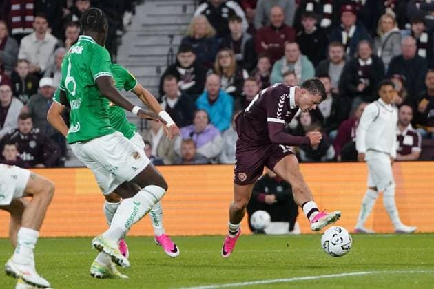 Josh McPake of Heart of Midlothian scores his team s first goal Heart of Midlothian v Rapid Vienna, UEFA Conference League, Play-Off Round, First Leg, Football, Tynecastle Park, Edinburgh, Scotland, UK - 20 Aug 2026Edinburgh Tynecastle Park United Kingdom  Copyright: xPetexSummers Shutterstockx 17108692ex