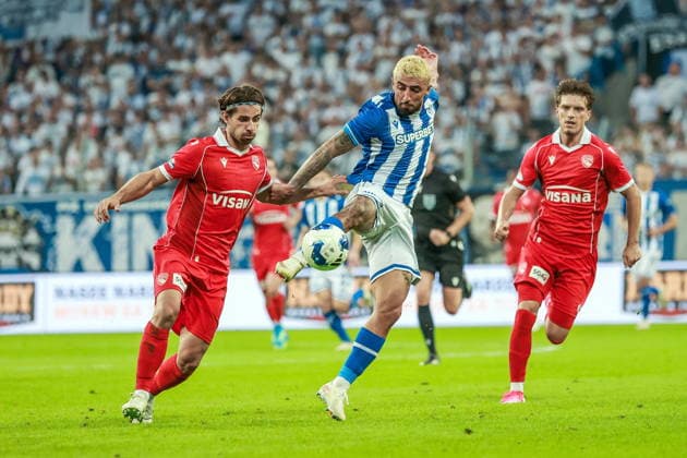 20.08.2026 POZNAN, ENEA STADION PRZY BULGARSKIEJ PILKA NOZNA (FOOTBALL), KWALIFIKACJE UEFA EUROPA LEAGUE ( UEFA EUROPA LEAGUE PLAY-OFFS 1ST LEG ), SEZON 2026 2027 MECZ LECH POZNAN - FC THUN NZ. (L) JAN BAMERT (C) ALLAHYAR SAYYDMANESH (R) JUSTIN ROTH FOTO JAKUB PIASECKI CYFRASPORT NEWSPIX.PL --- newspix.pl POLAND OUT! 