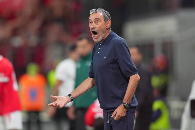 Atalanta s Head Coach Maurizio Sarri during the Playoff Conference League soccer match between Atalanta and Hapoel Tel-Aviv at the New Balance Arena in Bergamo , North Italy - Friday , August 20 , 2026 . - Soccer .  Copyright: xSpada LaPressex