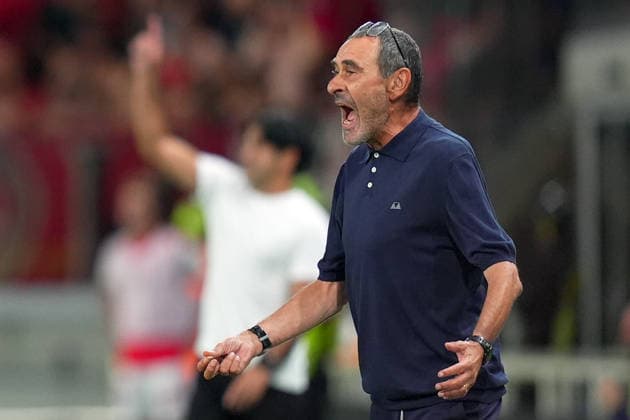 Atalanta s Head Coach Maurizio Sarri during the Playoff Conference League soccer match between Atalanta and Hapoel Tel-Aviv at the New Balance Arena in Bergamo , North Italy - Friday , August 20 , 2026 . - Soccer .  Copyright: xSpada LaPressex