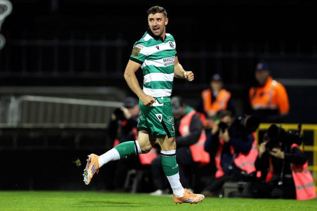 UEFA Europa Conference League Play-off First Leg, Tallaght Stadium, Dublin 20 8 2026 Shamrock Rovers vs KuPS Shamrock Rovers Enda Stevens celebrates scoring his side™s first goal Enda Stevens celebrates scoring his side™s first goal 20 8 2026  Copyright: xLaszloxGeczox LG_20-08-2026_026241