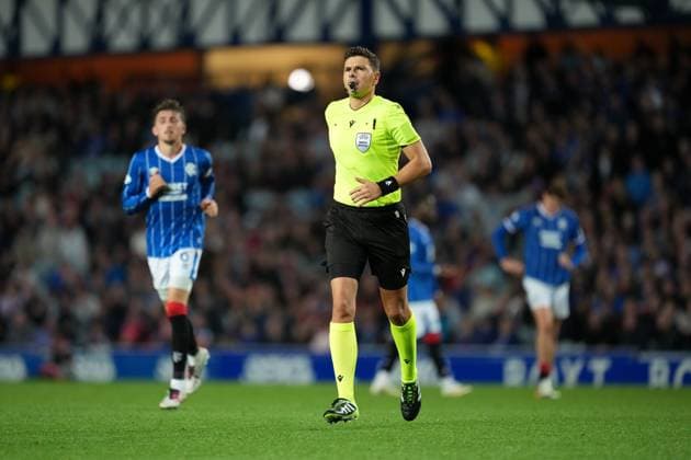 Referee Marian Barbu Rangers v Jablonec, UEFA Conference League, Play-Off Round, First Leg, Football, Ibrox Stadium, Glasgow, Scotland, UK - 20 Aug 2026Glasgow Ibrox Stadium Scotland United Kingdom  Copyright: xStuartxWallace Shutterstockx 17108686br