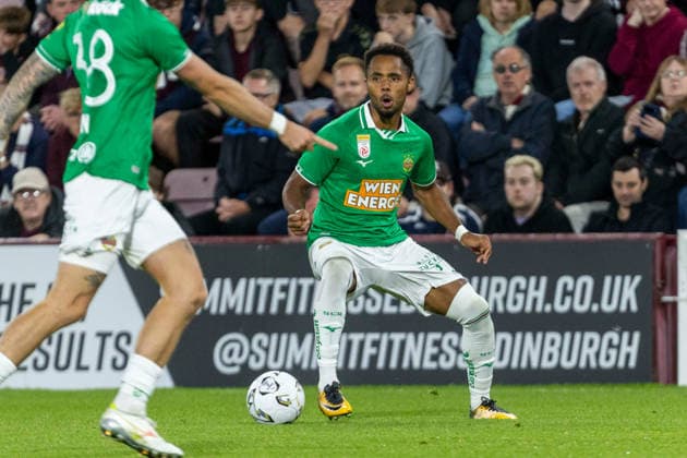 SOCCER - UEFA ECL, Hearts vs Rapid EDINBURGH,SCOTLAND,20.AUG.26 - SOCCER - UEFA Conference League, play-off, Heart of Midlothian FC vs SK Rapid Wien. Image shows Petter Nosa Dahl (Rapid).  GEPAxpictures xPhilippxBrem