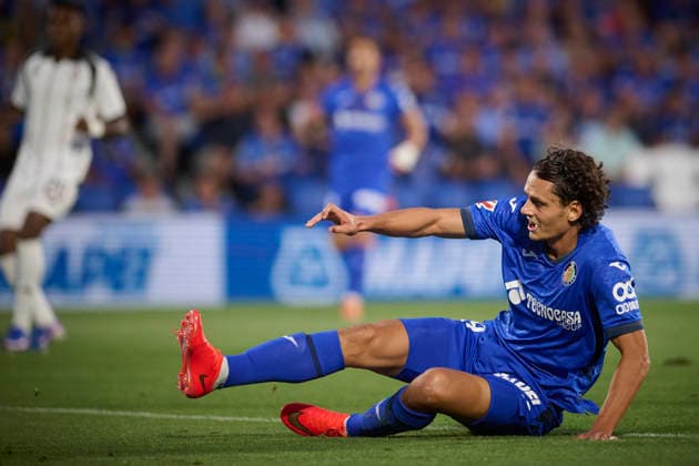 Getafe CF™s Enes Unal scores a goal during Conference League 2026 2027 Play-offs, 1st leg match. August 20,2026. (20260820029)