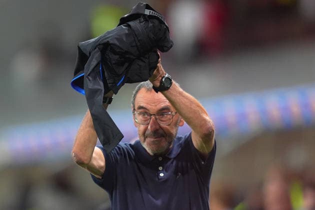 Atalanta s Head Coach Maurizio Sarri after the Playoff Conference League soccer match between Atalanta and Hapoel Tel-Aviv at the New Balance Arena in Bergamo , North Italy - Friday , August 20 , 2026 . - Soccer .  Copyright: xSpada LaPressex