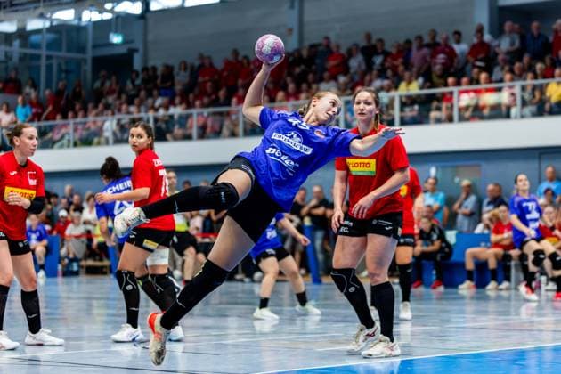 20.08.2026, GER, Handball, Frauen, Saison 2026 2027, Alsco 1.Bl, Testspiel, Thueringer HC - BSV Sachsen Zwickau Jolina Huhnstock (Thueringer HC,45) Mühlhausen Görmarhalle Thüringen Deutschland *** August 20, 2026, GER, Handball, Women, 2026–2027 Season, Alsco 1st Division, Friendly Match, Thuringer HC vs. BSV Sachsen Zwickau, Jolina Huhnstock (Thuringer HC), 45, Mühlhausen, Görmarhalle, Thuringia, Germany