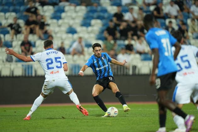 ESP: UEFA Conference League 2026 2027 Drita Kosovo vs Inter Escaldes Domi Berlanga of Inter scores goal and celebrates during UEFA Conference League between Drita Kosovo vs Inter Escaldes played at Fadil Vokrri Stadium in Pristina, Kosovo on August 20, 2026 in Spain Spain Futbol *** ESP UEFA Conference League 2026–2027: Drita Kosovo vs. Inter Escaldes. Domi Berlanga of Inter scores a goal and celebrates during the UEFA Conference League match between Drita Kosovo and Inter Escaldes played at Fadil Vokrri Stadium in Pristina, Kosovo on August 20, 2026 in Spain Spanish Soccer Copyright: xAgenciaxLOFx