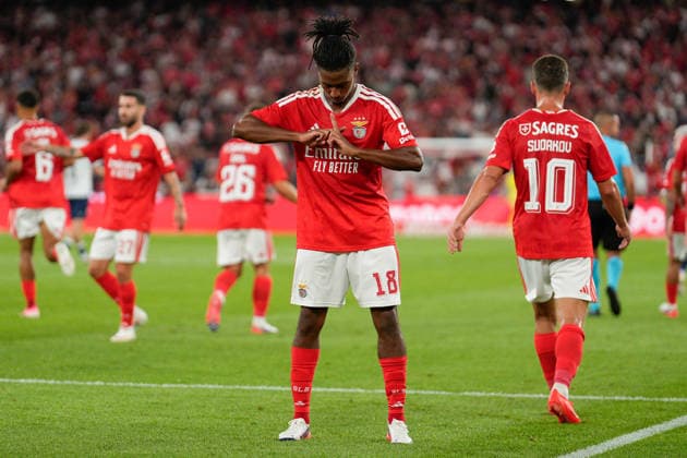 August 20, 2026, Lisbon, Portugal: Leandro Barreiro of SL Benfica (C) celebrates a goal during the UEFA Europa League Play-Offs 1st leg football match between SL Benfica and Aarhus GF at Estadio da Luz. Final score: SL Benfica 3:1 AGF Aarhus SL Benfica Vs AGF Aarhus In Lisbon, Portugal - 20 Aug 2026  - ZUMAs197 20260820_aaa_s197_367 Copyright: xBrunoxdexCarvalhox