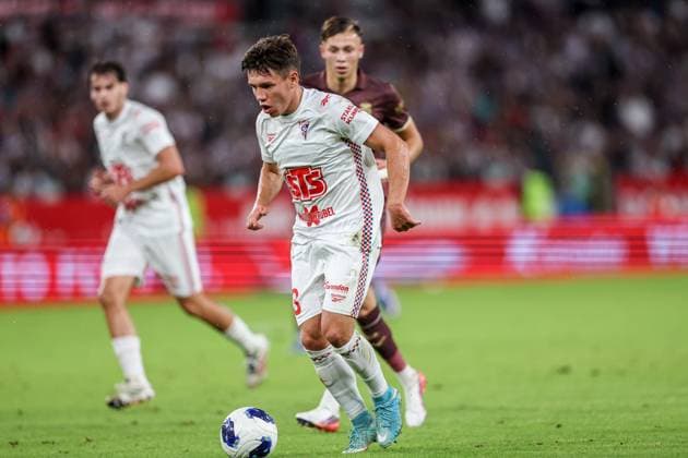UEFA Conference League 2026 2027 match Gornik Zabrze and AS Monaco in Zabrze, Poland - 20 Aug 2026 Maksym Khlan of Gornik Zabrze seen in action during the UEFA Conference League 2026 2027 match between Gornik Zabrze and AS Monaco at Municipal Stadium (Zabrze). FInal Score; Gornik Zabrze 2:3 AS Monaco. Zabrze Poland Copyright: xGrzegorzxWajdax xSOPAxImagesx Grzegorz-Wajda-1443495