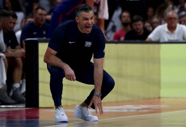 (260821) -- BELGRADE, Aug. 21, 2026 -- Serbia s head coach Dusan Alimpijevic reacts during a friendly basketball match between Serbia and France in Belgrade, Serbia on August 20, 2026. (Photo by Xinhua) (SP)SERBIA-BELGRADE-BASKETBALL-FRIENDLY-SERBIA-FRANCE DjordjexKostic 