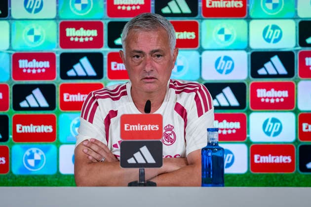 Real Madrid press conference, PK, Pressekonferenz Jose Mourinho, head coach of Real Madrid, is seen speaking during the press conference ahead of the opening LaLiga EA Sports match against RCD Espanyol de Barcelona at Ciudad Real Madrid on August 21, 2026 in Madrid, Spain. Madrid Ciudad Real Madrid Madrid Spain Copyright: xAlbertoxGardinx AGardin_20260821_Foot_Rea_Mad_Press_0062
