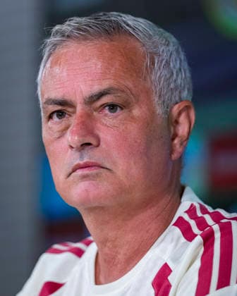 Real Madrid press conference, PK, Pressekonferenz Jose Mourinho, head coach of Real Madrid, is seen speaking during the press conference ahead of the opening LaLiga EA Sports match against RCD Espanyol de Barcelona at Ciudad Real Madrid on August 21, 2026 in Madrid, Spain. Madrid Ciudad Real Madrid Madrid Spain Copyright: xAlbertoxGardinx AGardin_20260821_Foot_Rea_Mad_Press_0093